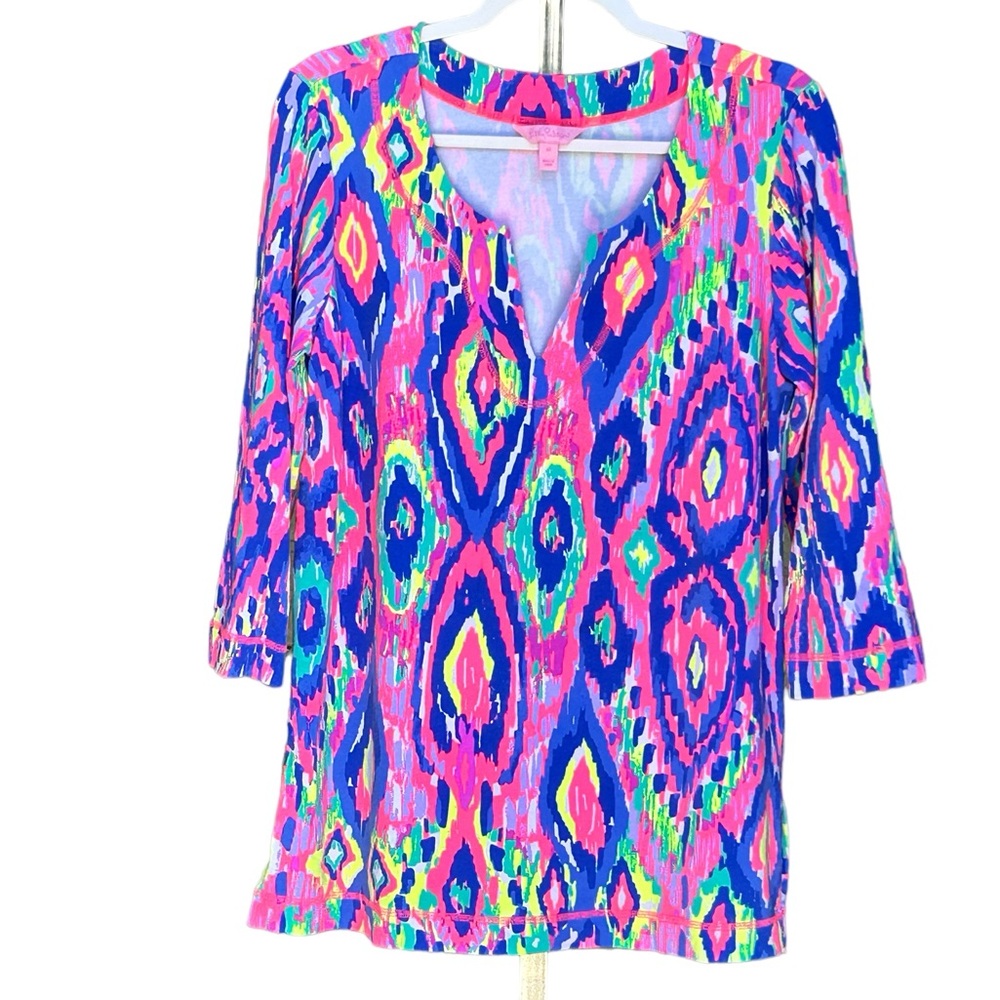 Lilly Pulitzer Multi Color Justina Tunic Top Shirt Size M